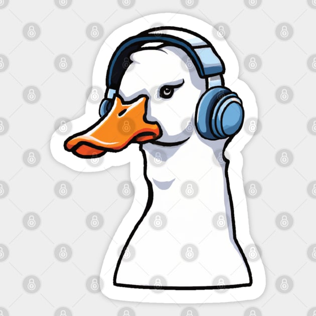 Duck Wearing Headphone Sticker by FlippinTurtles